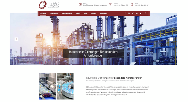 Webdesign Industrie Dichtungsservice